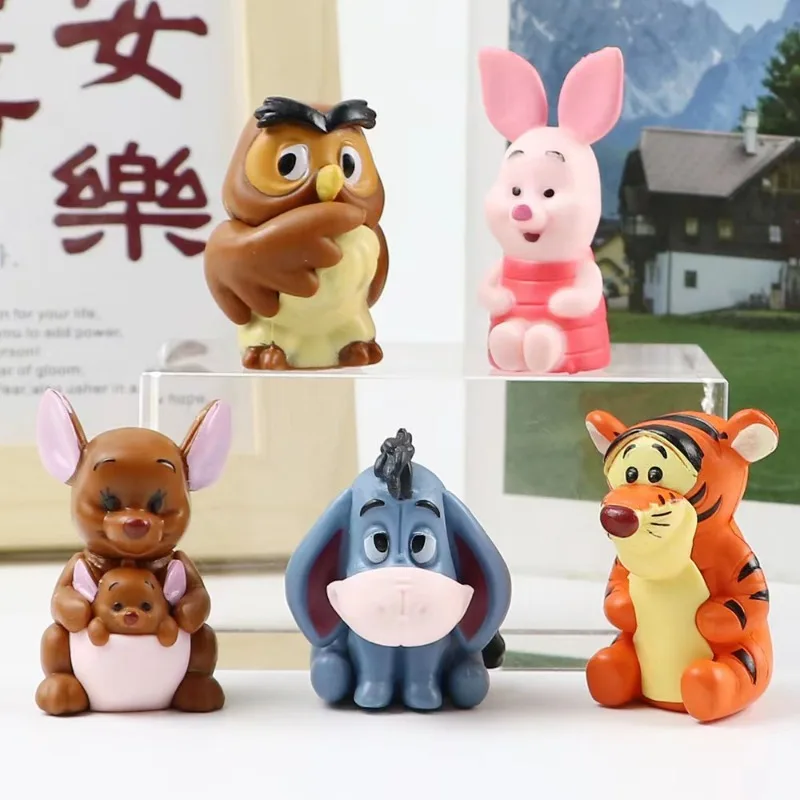 Disney Pooh Bear Tigger Anime Peripherals Cartoon Cute Figure Set Creative Kawaii Tabletop Model Ornaments Children's Toy Gifts