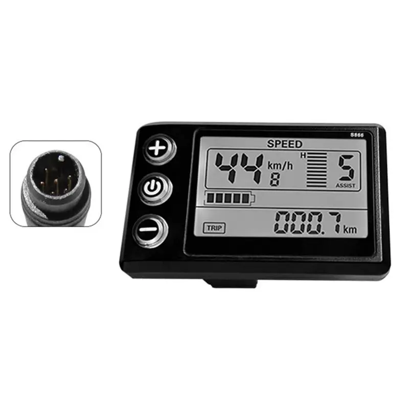 

ABHY-LCD-S866 Electric Bike LCD Display Meter Dashboard Display Panel 24V 36V 48V For Electric Scooter 6PIN