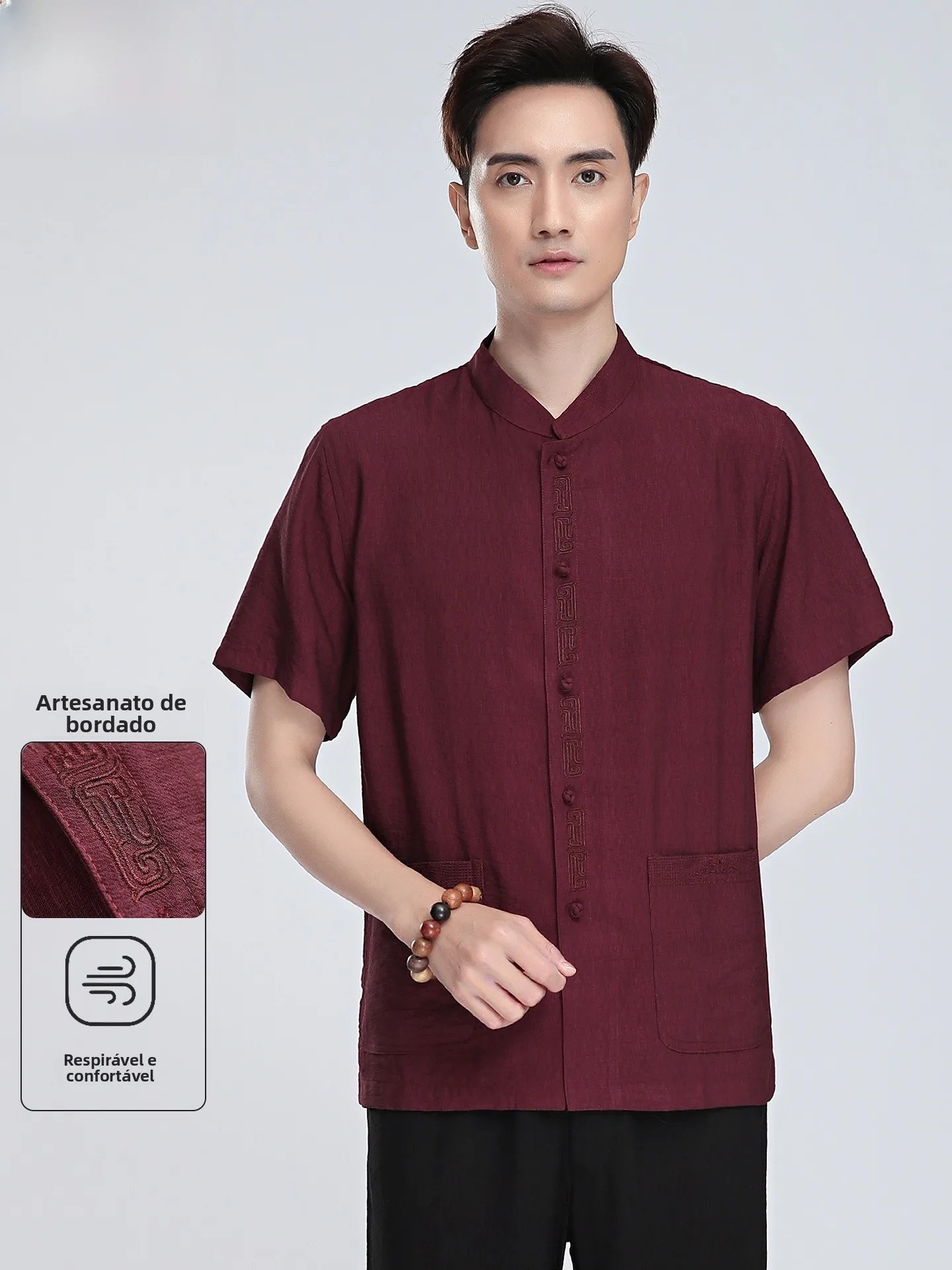 new-2026-summer-men's-short-sleeve-linen-wedding-suit-traditional-chinese-style-dad's-clothing-middle-aged-and-elderly-suitable