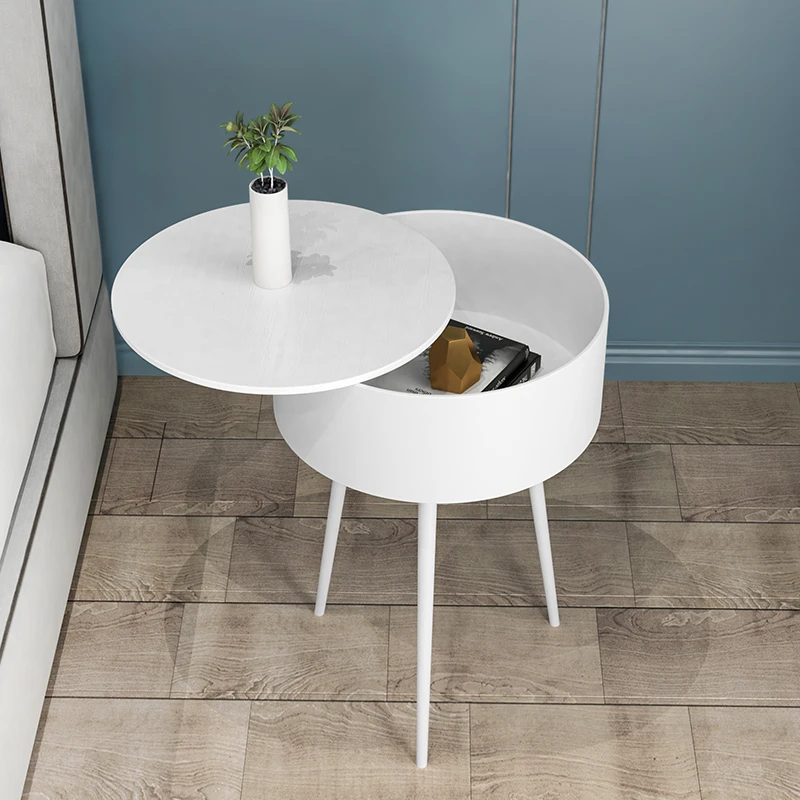 Mesita de noche para niños con caja redonda blanca y negra moderna de diseño simple para dormitorio