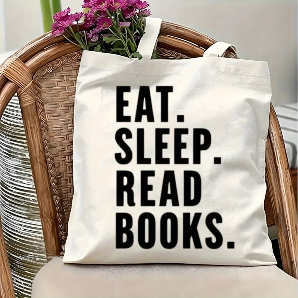 1pc Read Books Themed Printed Tote Bag, Reusable Shopping Bag, Suitable for Daily Commute, Library Check-in, Bookstore Shopping,
