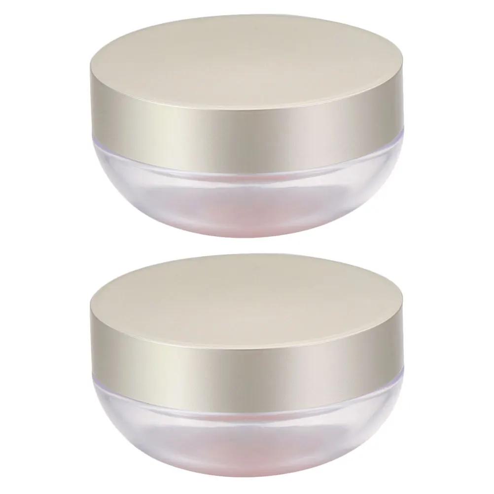 

2pcs Elastic Mesh Loose Powder Box Case Makeup Compact Container Travel Outdoor Double Layer Mirror for Blusher