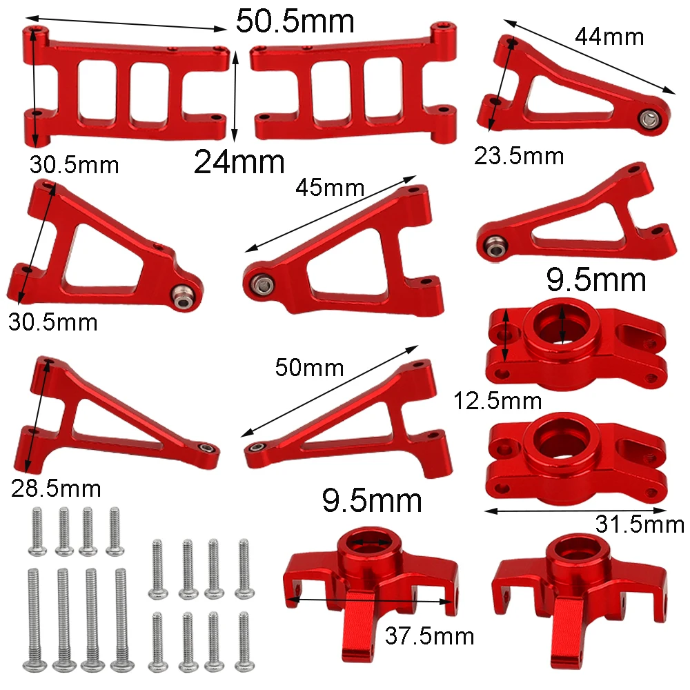 Para MJX Hyper Go 1/14 RC 14301 14302 14303, conjunto de Metal para coche, brazo oscilante delantero y trasero, nudillo de dirección, piezas mejoradas