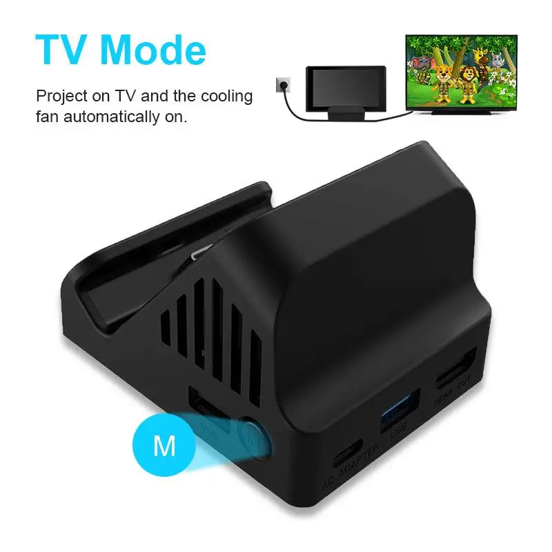 

TV Projection Charging Dock For Switch Dock Cooling Fan Compact 4K HDMI Adapter Portable Switch Charging Stand Station USB 3.0