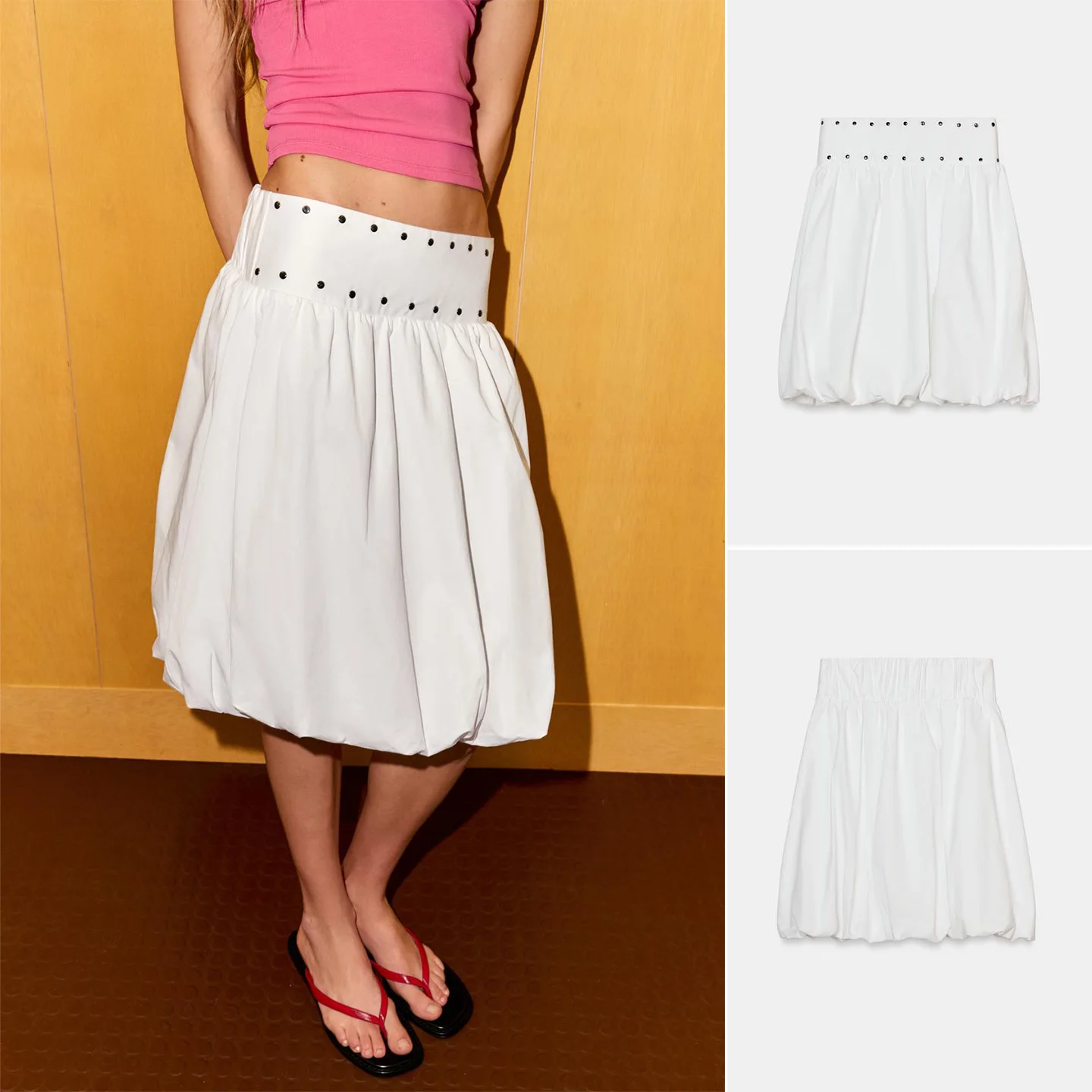 

Новинка весенней коллекции: Женская юбка миди с молнией на талии, синяя, фасона «баллон», средней длины, А-силуэт, из полиэстера, с драпировкой