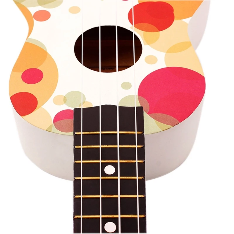 21inch Beginners Hawaiian Ukulele Instrument Kid Small Guitar Four String Colorful Bubble Pattern Ukulele Simple and Fun