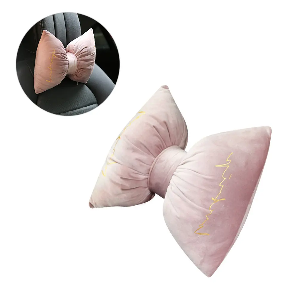 Ergonomic Car Headrest Bow Design Neck Support Pillow for Driving Sitting Long Hours Fatigue Relief Posture Correction Comfort