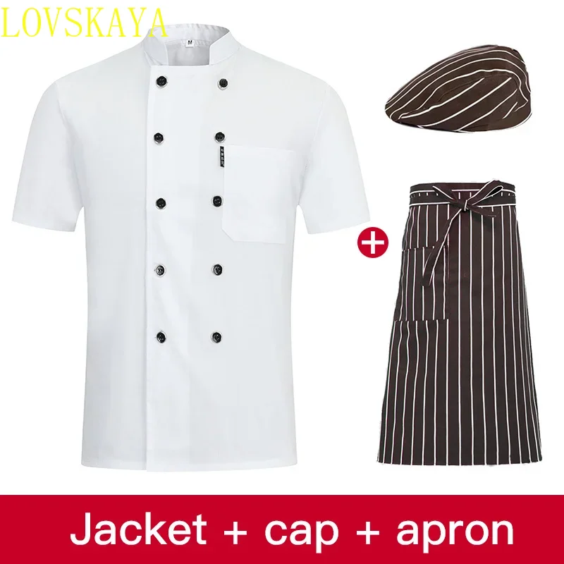 High quality double breasted chef uniform restaurant kitchen dining jacket cooking caf é work uniform chef uniform