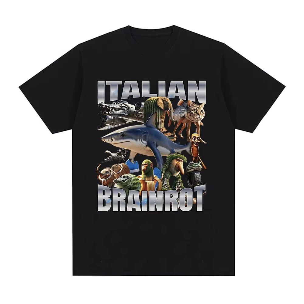 

Итальянская футболка Brainrot Funny Tralalero Tralala Meme Tung Tung Sahur с графическим рисунком для мужчин и женщин, модные винтажные футболки