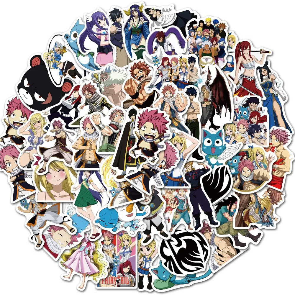 50pcs Fairy Tail Cartoon Cute Stickers Mobile Phone Case Notebook Waterproof Sticker Decoration Supplies