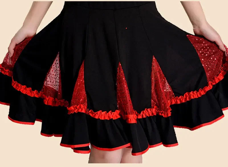 Falda de baile moderno para mujer, traje de Flamenco, salón, Vals, práctica de baile, Swing grande