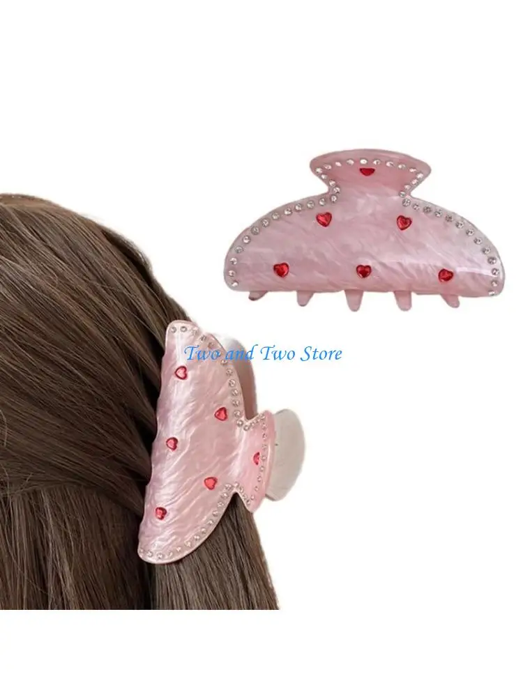 

HX6F Stylish Pink Heart Hair Clips for Women Acetate Claw Clip Fashion Hair Jewelry