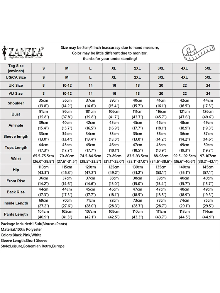 2025 ZANZA conjuntos de pantalones de verano 2 uds OL trajes de trabajo conjuntos a juego de moda para mujer elegante Blusa de manga corta pantalones de pierna ancha traje