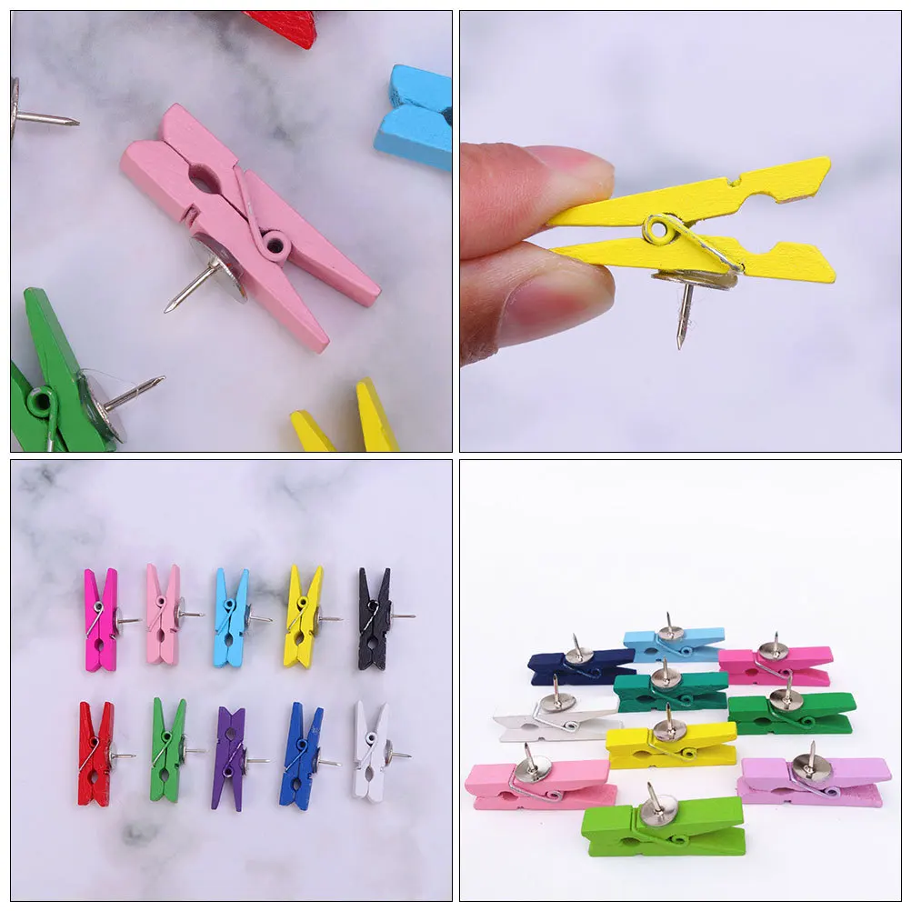 

50Pcs Colorful Wooden Pushpins Clips Decorative Tacks Bulletin Board Artworks Notes Craft Projects Homes Offices