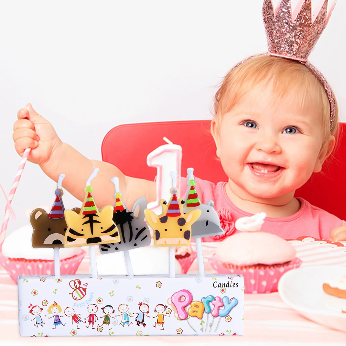 5 шт. экологически чистых свечей в виде мультяшных животных для детских праздников