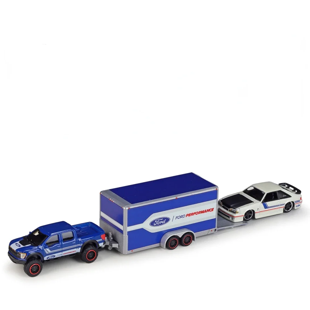 Maisto 1:64 2021 Ford F-150 Raptor/1993 Ford SVT Cobra TRAILER Transport Trailer Set  Alloy Diecast Car Model Toy Gift