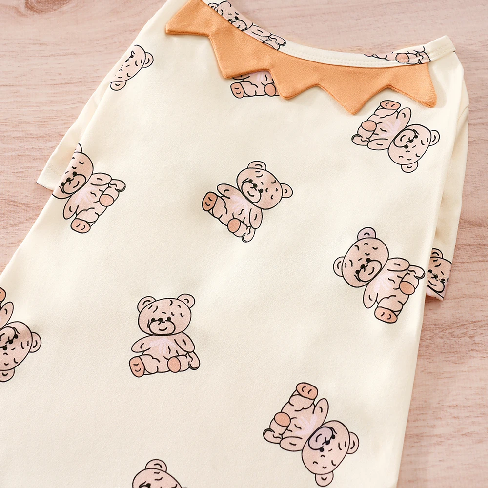 Dog Clothes Bear Printed Dog Shirts Puppy T-Shirts Cute Pet Clothes Doggie Shirt for Small Medium Dog Apparel Summer