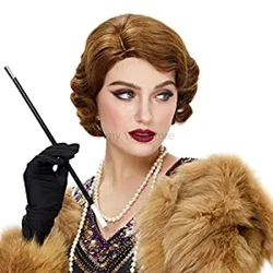 Retro Wig For Women 1920 Hair Accessories Vintage Cosplay Party Wig Short Finger Wavy Flapper Hairpiece +Free Wig Cap