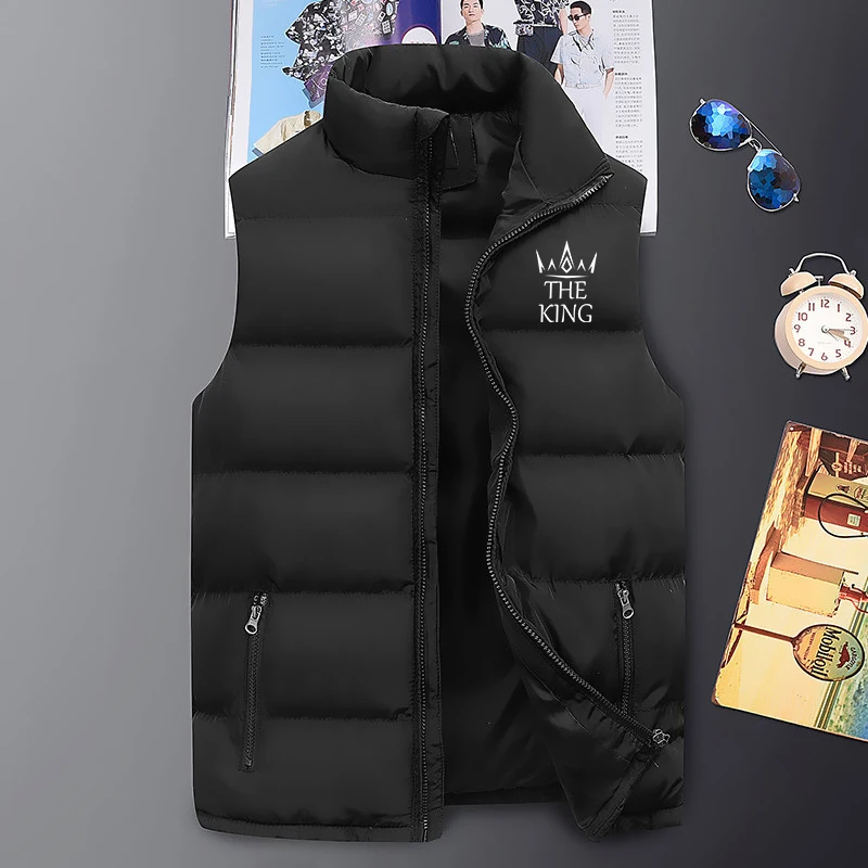 High quality autumn and winter men's fashionable down vest printed sleeveless cotton vest outdoor warm down jacket