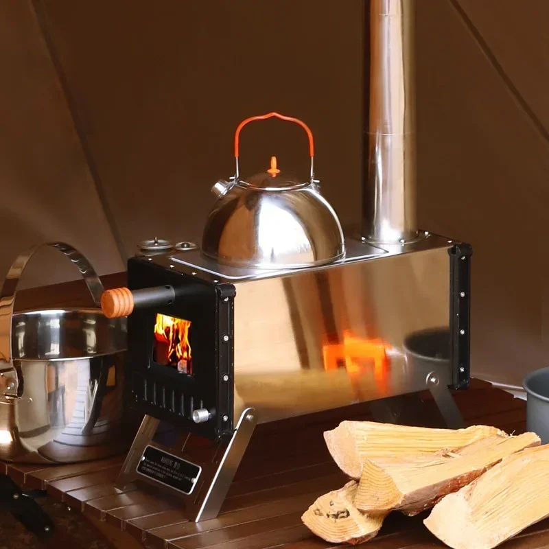 Factory Direct Outdoor Tent with Heating Wood Stove Por Tent Stove Multi-Function Folding Chimney