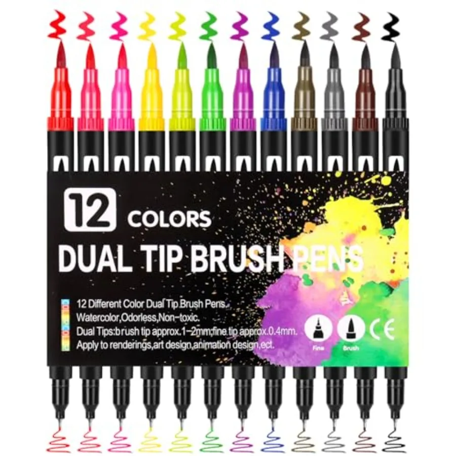 Vibrant Double Tip Brush Pens Art Markers Set
