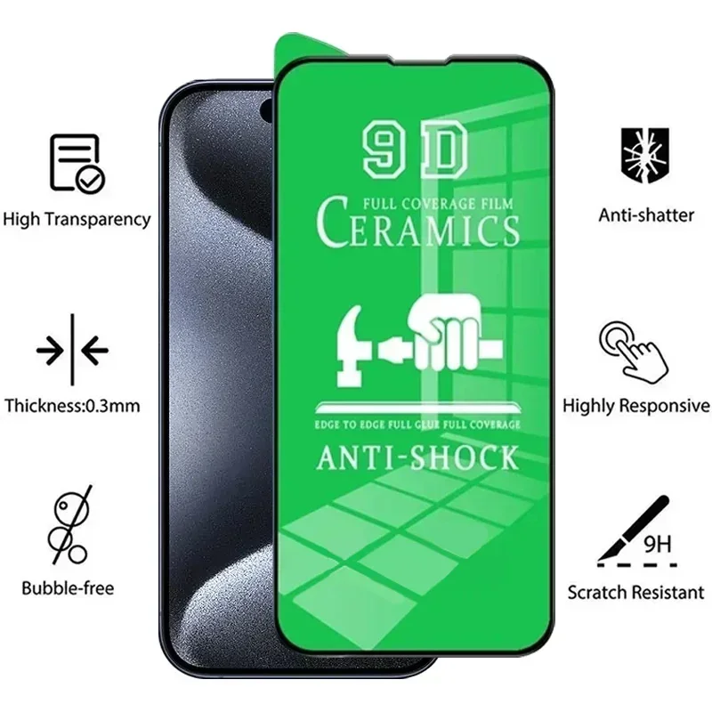 Película de cerámica suave HD para IPhone, Protector de pantalla para IPhone 15, 11, 12, 13, 14, 16 Pro Max, 7, 8 Plus, Mini, XS MAX, X, XR, no es de vidrio, 5 unidades