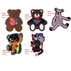 Cartoon Decorative Patch Bear doll Cat icon Towel embroidered Applique Patches For DIY Iron on Badges on clothes Stickers