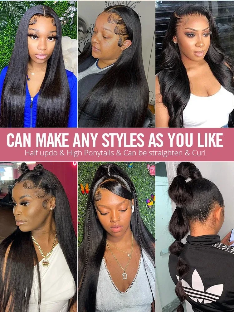 Mossily 30 42 Inch HD 13x6 Lace Frontal Wigs Human Hair Straight Black 100% Raw Wig Brazilian Preplucked Lace Front 180 Density image 5