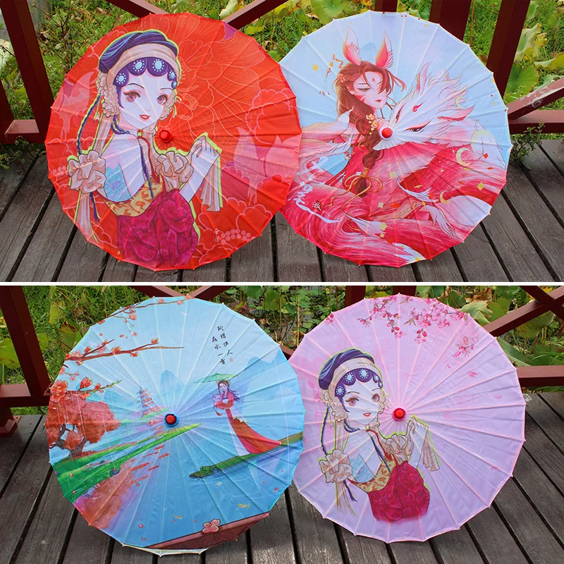 China Chic Craft Chinese Silk Umbrella Hanfu Waterproof Oil Paper Umbrella for Wedding Photograph Prop Dance Decorative Women