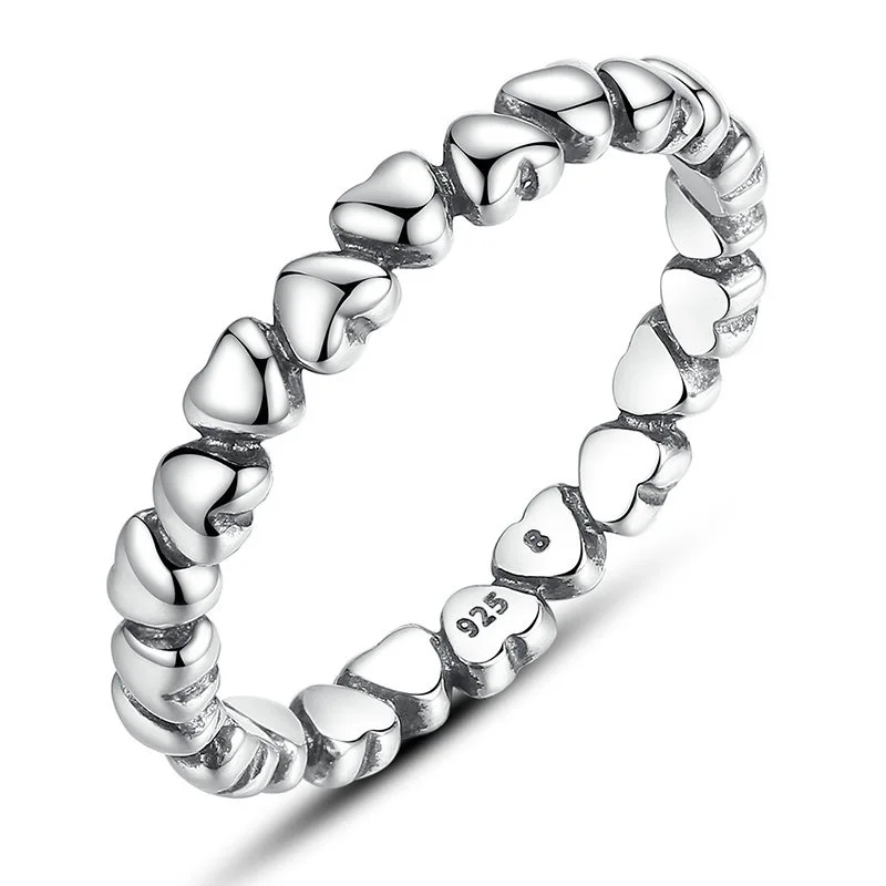 Women's Stackable Heart Black CZ 925 Sterling Silver Ring