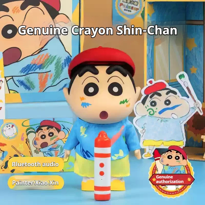 جديد Kawaii تلوين شين تشان سلسلة الرسام الصغير سمّاعات بلوتوث التماثيل لعبة أنيمي Xiaoxin الحلي لعبة هدية للأطفال #1
