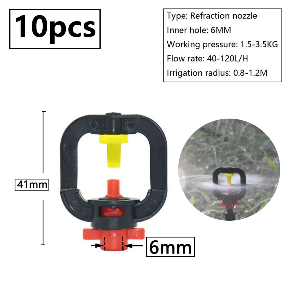 Szklarnia podlewanie zraszacz nawadniania kropelkowego ogród regulowany mikro Spray obrotowy refrakcja dysza do mgiełki 1/4 \