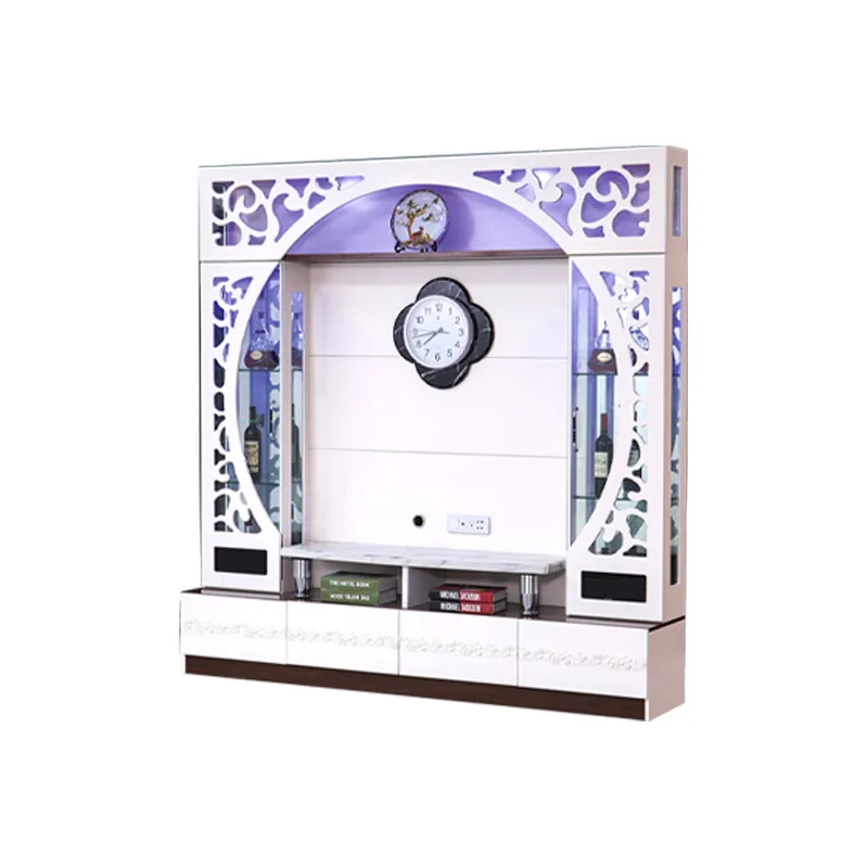 

Modern TV Cabinet Combination Wall Living Room Overall Background Wall Cabinet Wine Floor Video