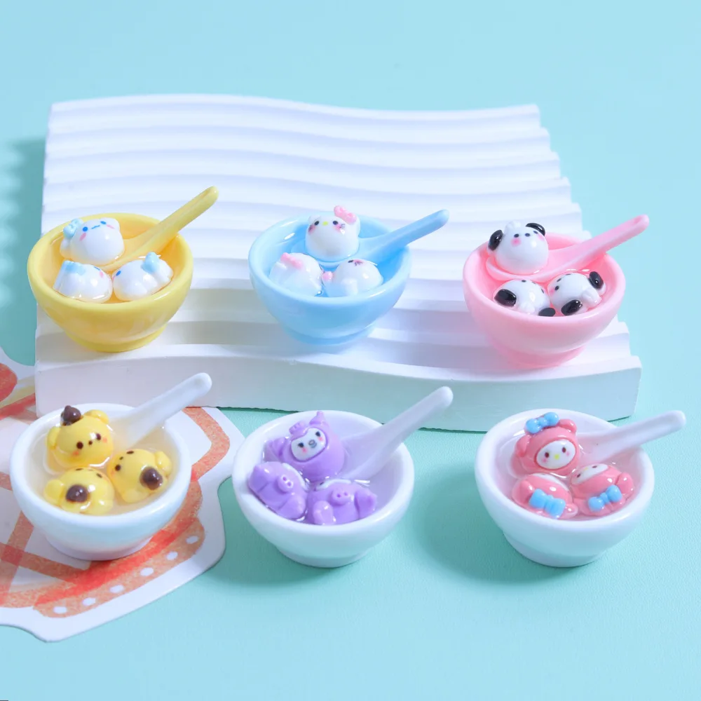 

100pcs Cartoon Kawaii Resin Sanrio 3d Bowls Miniatures Crafts Materials Flatback Embellishments Cabochon Decoden Scrapbook DIY