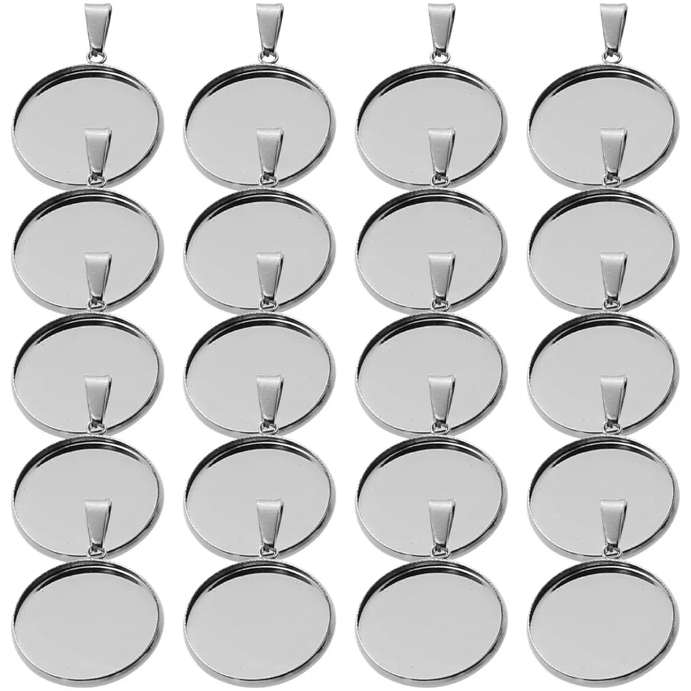

40pcs Stainless Steel Pendant Bases Diy Jewelry Making Craft Compact Ring Holder Necklace Earring Charm Trays Blank Settings