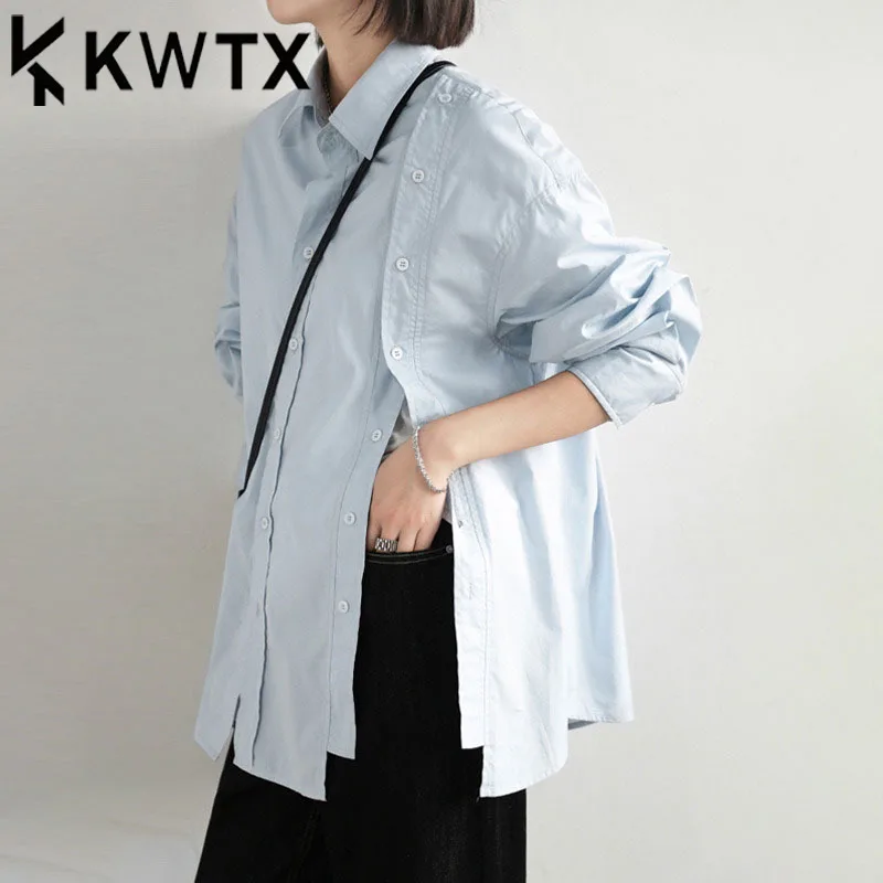 

KWTX 2025 Spring Summer Designer Minimalist Blouse Women’s Irregular Plain Lightweight Elegant Chic High Quality Fashion Tops