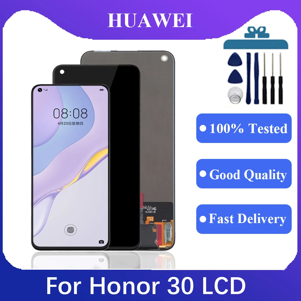 

100% Original AMOLED For Huawei Honor 30 LCD Touch Screen Digitizer Assembly For Huawei Honor 30 BMH-AN10,BMH-AN20 LCD Screen