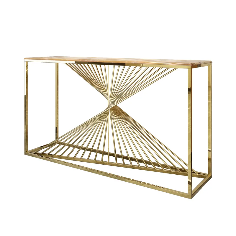 

Light luxury marble entrance Nordic entrance table Small apartment living room stainless steel partition table Corridor aisle