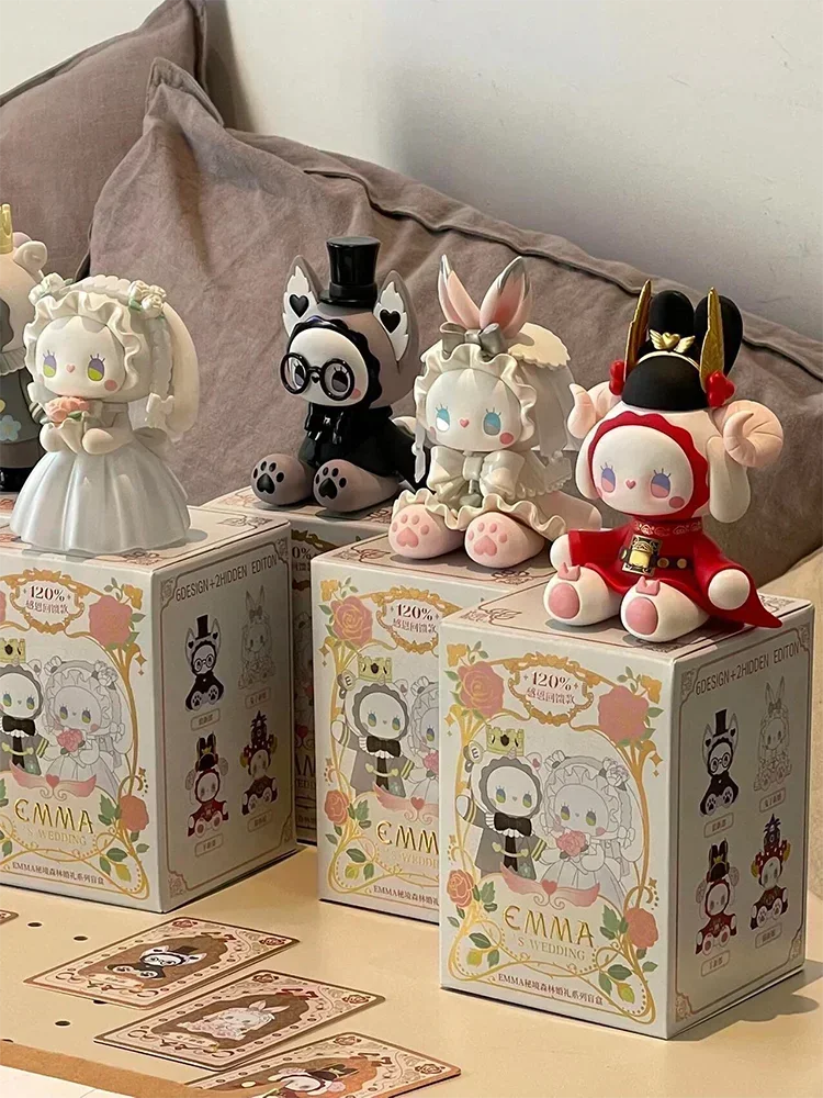 Emma Secret Forest Wedding Blind Box Toys Couple Rabbit Wolf   Banquet Kawaii Action Figure Ornaments Model Surprise Gift