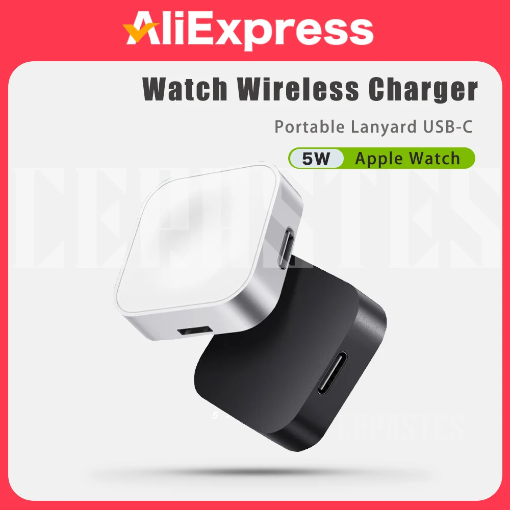 

Portable Wireless Watch Charger Type C 8pin Two interfaces For Apple Watch S9 8 7 6 5 4 3 2 1 SE Ultra Series Fast Charger