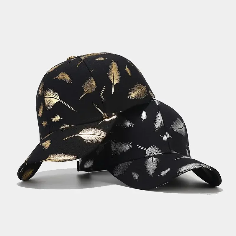 Spring Polyester Cartoon Feather Print Baseball Cap Adjustable Outdoor Snapback Hats for Men and Women 175