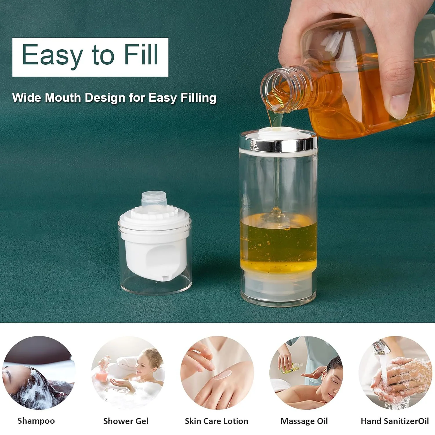 3er-Pack Airless-Pumpflaschen, 3,4 Unzen/1,7 Unzen, Lotionspender, Reise-Pumpflaschen für Toilettenartikel, Kosmetikbehälter mit Etiketten