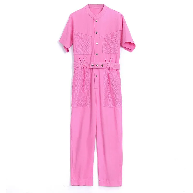Casual Work Office Women Jumpsuit Spring Summer Fashion Overall Loose Solid Long Playsuit Lace Up Sashes Jumpsuit Rompers New