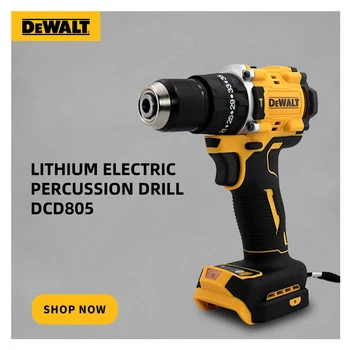 DEWALT 브러시리스 전동 타악기 드릴, 고출력 충전식, 20V 리튬 배터리, 가변 속도 무선 도구, DCD805  Best5