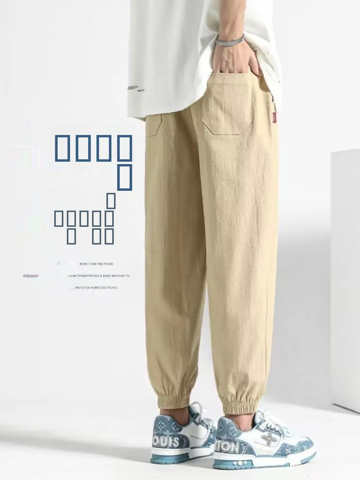 

Летние Новые Мужские Свободные Повседневные Брюки из Хлопка и Льна, Спортивные Штаны из Чистого Хлопка, Модные, с Манжетами, Укороченные, Молодежные, Дышащие