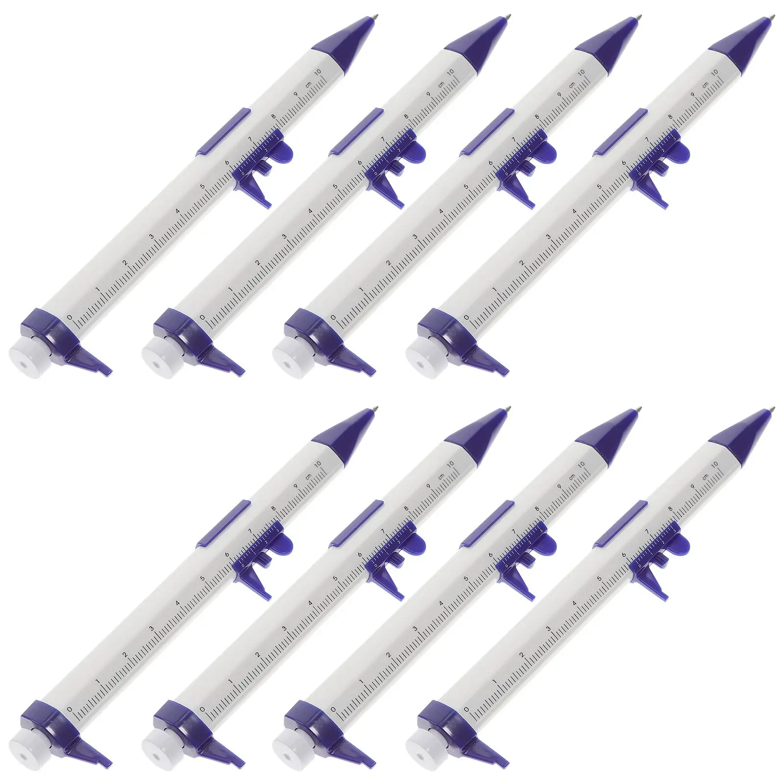 

8pcs Multifunctional Vernier Caliper Ballpoint Pen Plastic Ruler Student Scaled Ballpoint Pen Stationery Portable Writing Tool