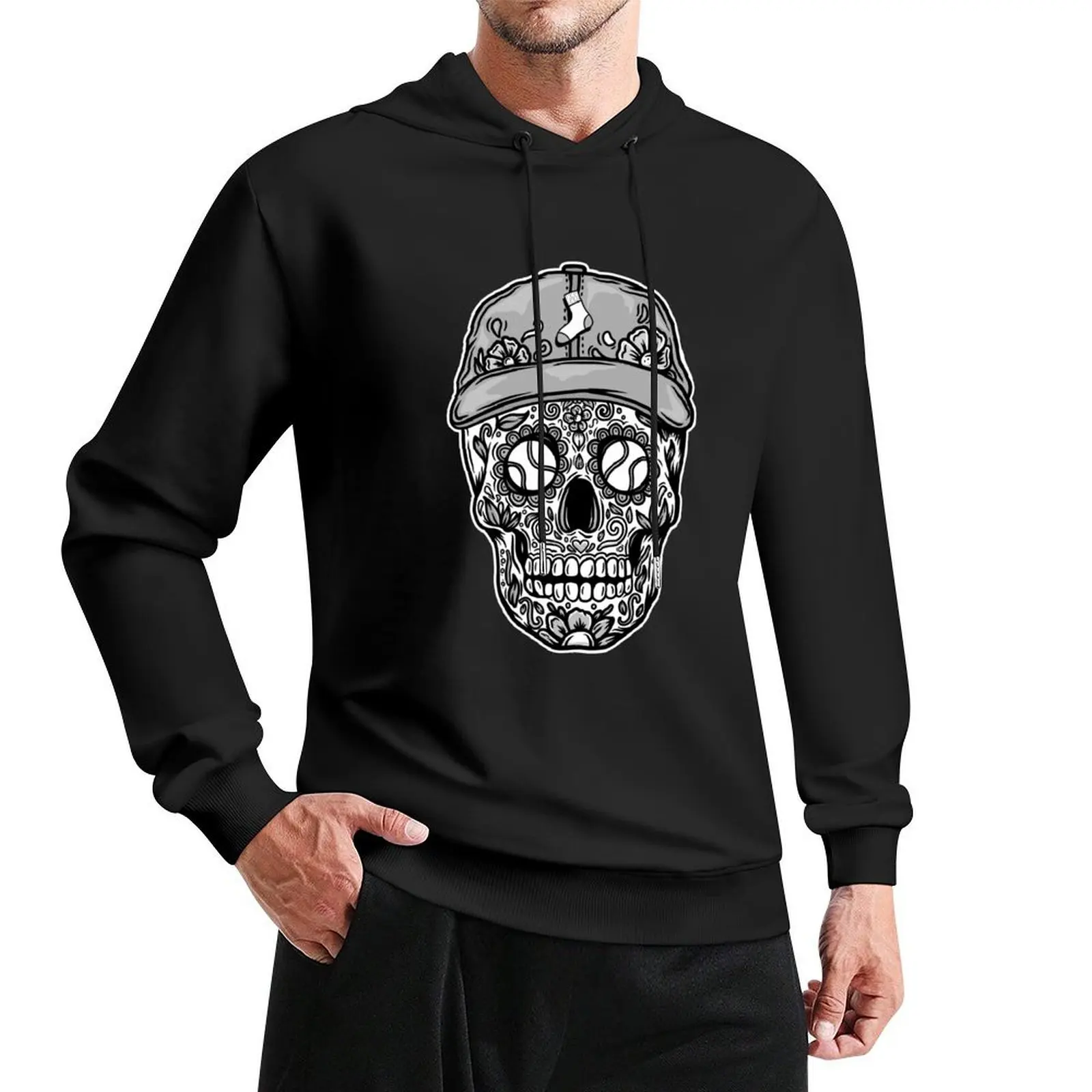 Sugar Skull Chicago Baseball Hoodie aesthetic clothing men's sweat-shirt fashion men new in hoodies