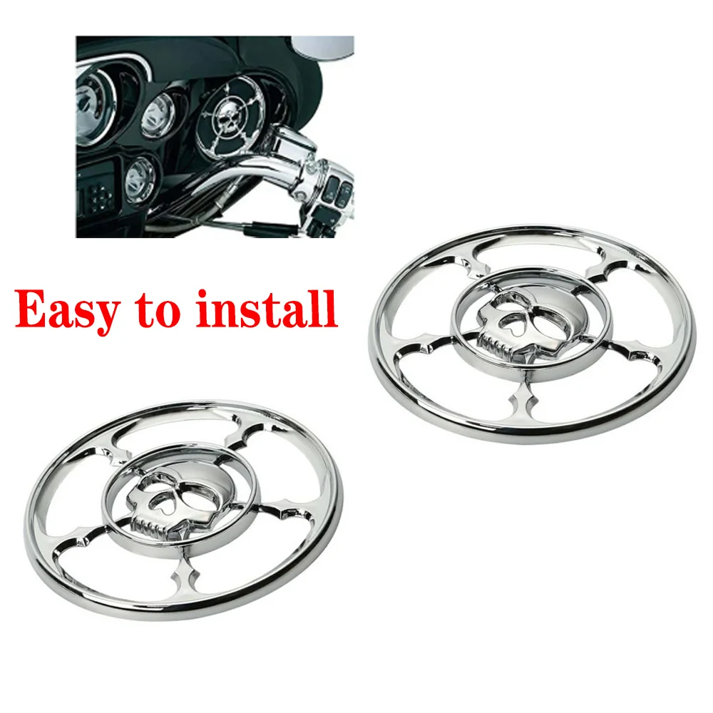 Dla Harley Touring Electra przemieszczanie się po ulicy trójkołowe 1996-2013 4 1/2 "Chrome Widow motocykl czaszka wykończenie głośnika osłona grilla