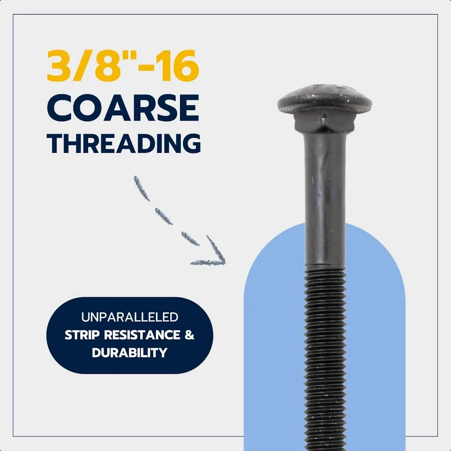 3 8 x 61 2 25 Paket Kit Baut Kereta Hitam Kelas 307A Berlapis Keramik untuk Penggunaan Eksterior 2X Ketahanan Karat dari Galvanisasi oleh