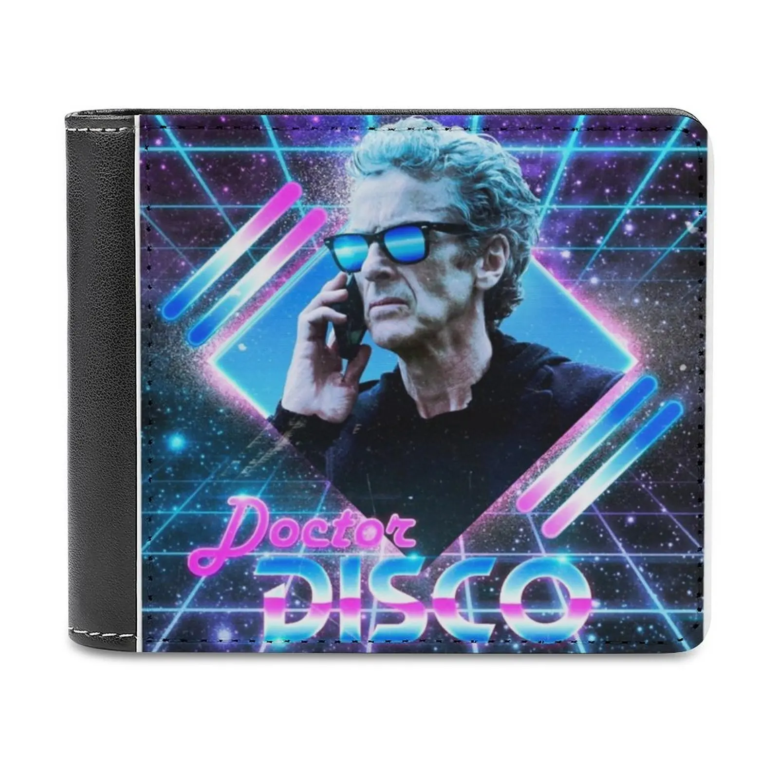 

Disco Leather Wallet Men's Wallet Diy Personalized Purse Father'S Day Gift Disco The 12Th Twelfth Peter Capaldi 80S Retro Neon